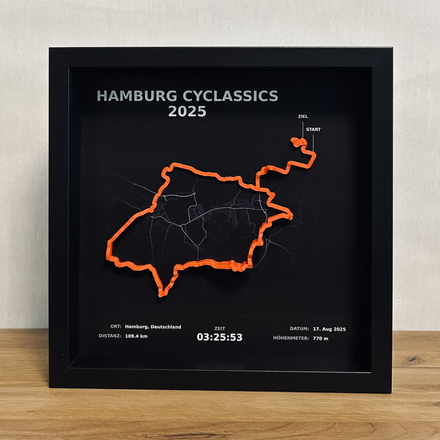Fertiges 3D-Reliefposter: Cyclassics 2025 in Hamburg
